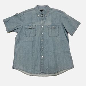 Club Room Men’s Blue Denim Short Sleeve Shirt Size XXL  NWT